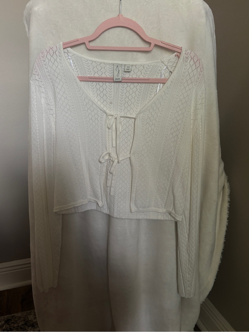 Joie White Knit Tie-Front Cropped Cardigan